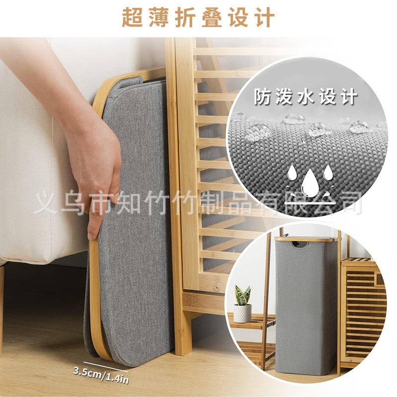 Large Capacity Foldable Classification Standard Bamboo Dirty Clothes Basket Storage Basket Partition With Lid Oxford Cloth Dirty Clothes Basket - Image 4