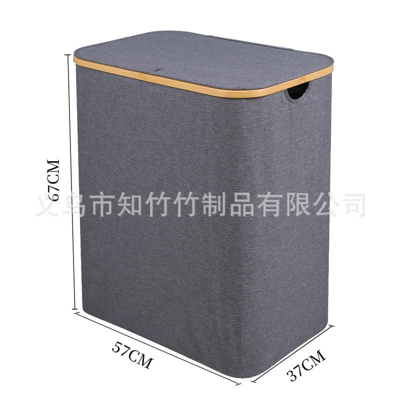 Large Capacity Foldable Classification Standard Bamboo Dirty Clothes Basket Storage Basket Partition With Lid Oxford Cloth Dirty Clothes Basket - Image 1