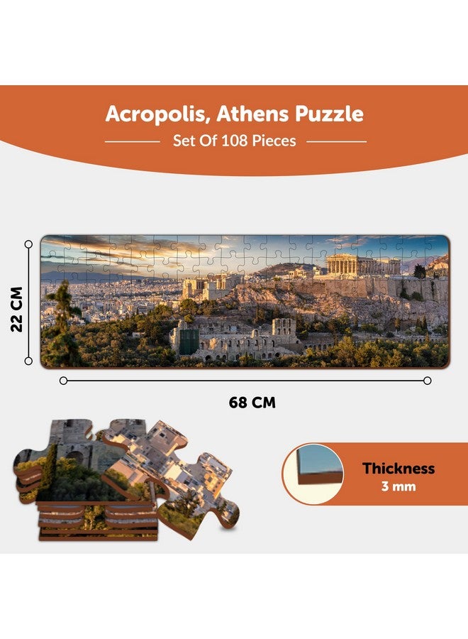 Mini Leaves Mini Leaves Panorama View Athens Greece 108 Pieces Wooden Puzzle for Adults - Multicolor 108 Pieces | Premium Wooden Puzzle Box | Family Entertainment & Boarding Game - Image 2