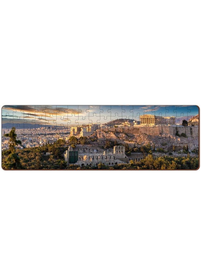 Mini Leaves Mini Leaves Panorama View Athens Greece 108 Pieces Wooden Puzzle for Adults - Multicolor 108 Pieces | Premium Wooden Puzzle Box | Family Entertainment & Boarding Game - Image 1