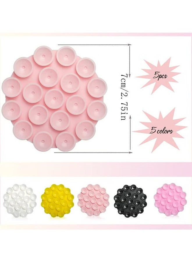 اتش واي 5 قطع شفط الهاتف حالة لاصقة سيليكون شفط كأس حامل الهاتف للأجهزة المحمولة اليدوية (5 ألوان) - Image 2