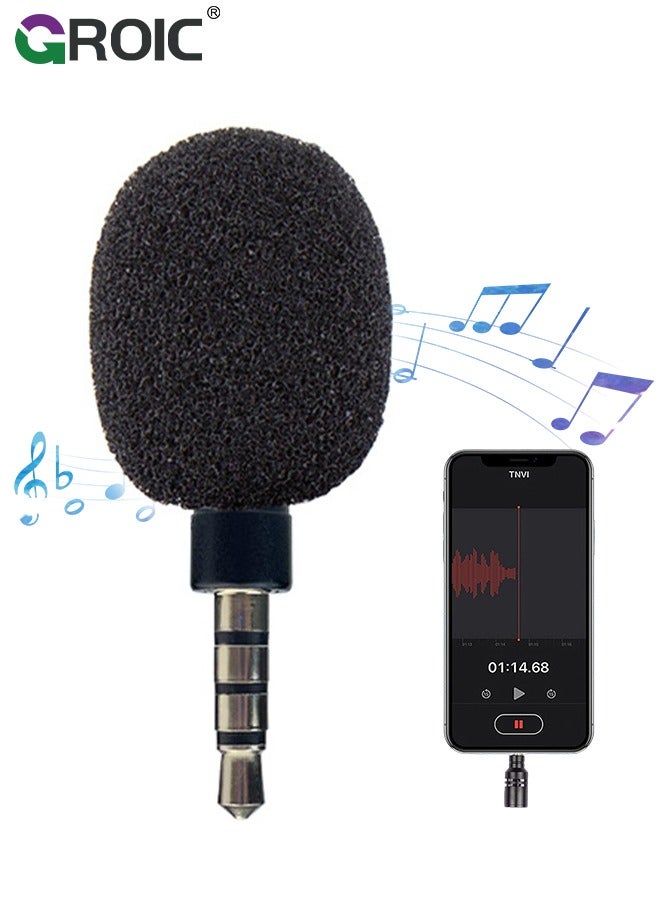 GROIC External Camera Microphone 3.5mm, Mini Omnidirectional Condenser Microphone with Noise Reduction, for DSLR Camera, Camcorder, YouTube, Vlogging, Video Recording  - Image 1