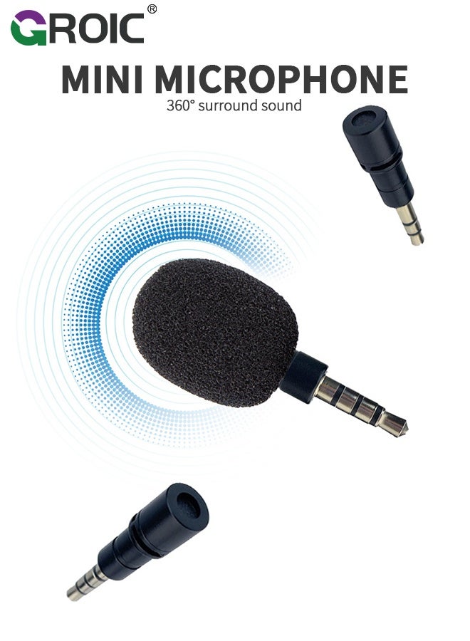 GROIC External Camera Microphone 3.5mm, Mini Omnidirectional Condenser Microphone with Noise Reduction, for DSLR Camera, Camcorder, YouTube, Vlogging, Video Recording  - Image 2