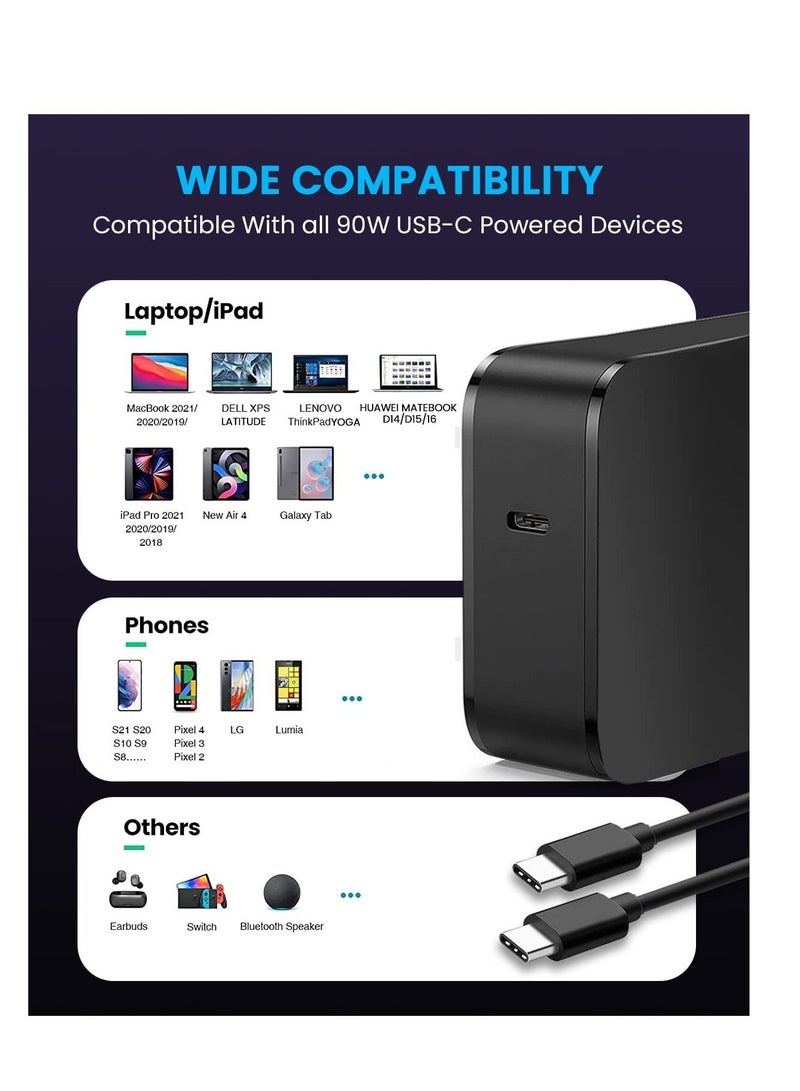 65W USB C Power Charger for Macbook Pro/ Macbook Air /HP Specter / Lenovo ThinkPad T480 Yoga/ Samsung/Dell XPS Latitude/ASUS/ Acer/Xiaomi Air /Huawei Matebook Laptop Charger - Image 2