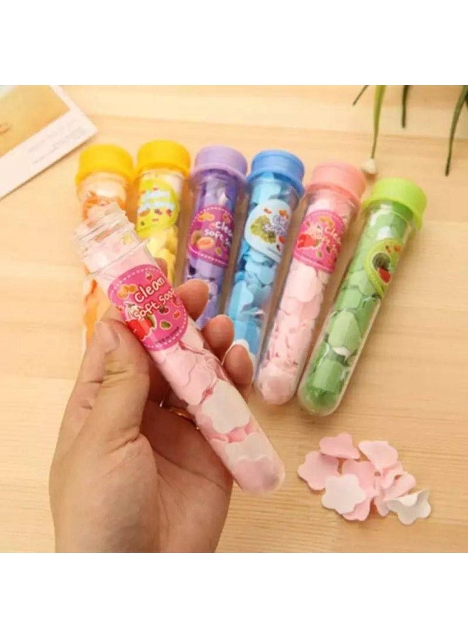 Small, rose-shaped scented paper soaps that dissolve in water and clean