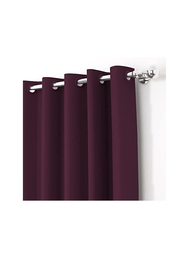 The Bros Blackout Curtains, for Living/Bedroom. Premium Faux Silk, Rich Polyester. Light Blocking, Thermal Insulation, Noise Reduction. Grommet. Solid Purple, 2 Panels, 215cm/7ft - Image 2