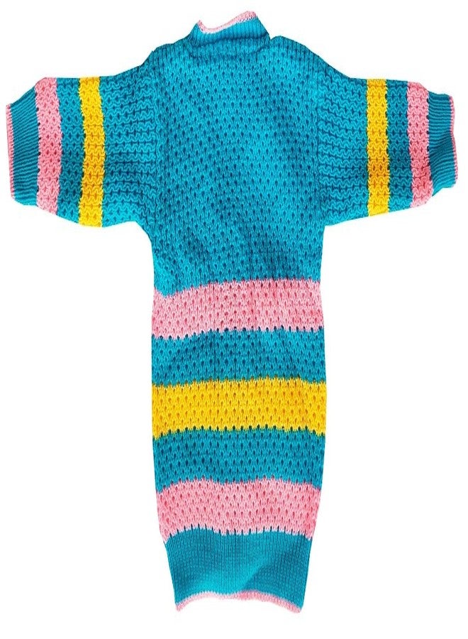 little PANDA Unisex Baby Sweater Woollen Knitted Full Sleeves Sweater with Cap and Booties Set Woolen Sweater Baby Boys and Baby Girls (0-3 Months, Firoji) - Image 3