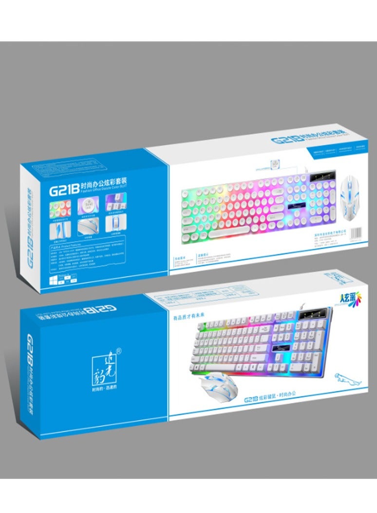 Chaser Leopard G21B Wired Mechanical Keyboard And Mouse Set White  - Image 3