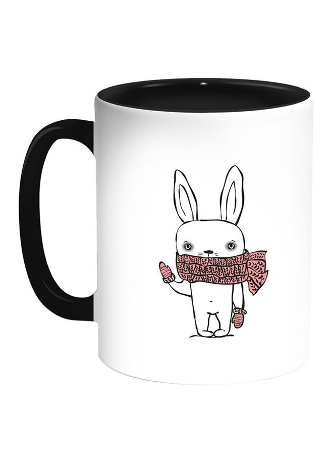 RKN Cartoon Drawings - Rabbits Printed Coffee Mug White/Black 11ounce - Image 2