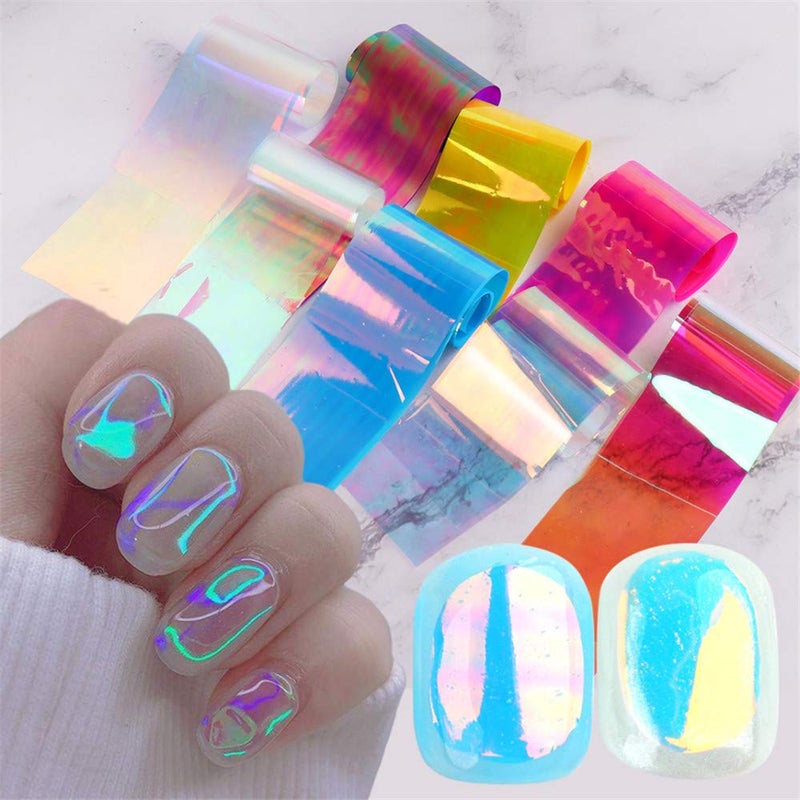 Dornail Aurora Nail Foil Stickers Broken Glass Paper Nail Decals Nail Wraps for Nail Art Decorations Supplies - Image 1