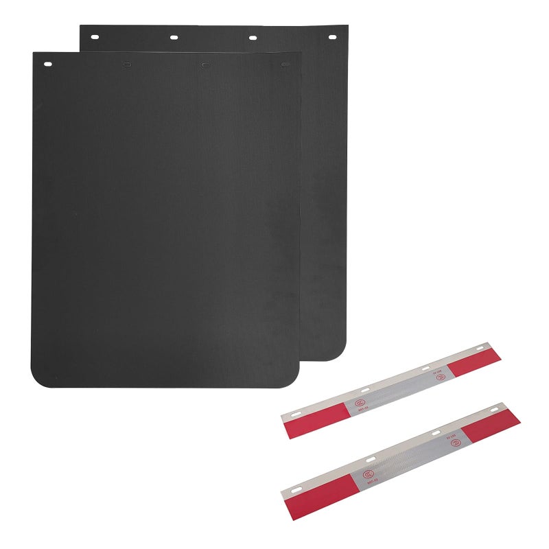 ASTAMOTOR 24x30 Black Polymer Mud Flaps and 24x3 Mud Flap Reflector Reflective Tape Fit for Semi Trucks Trailers 2 Pack
