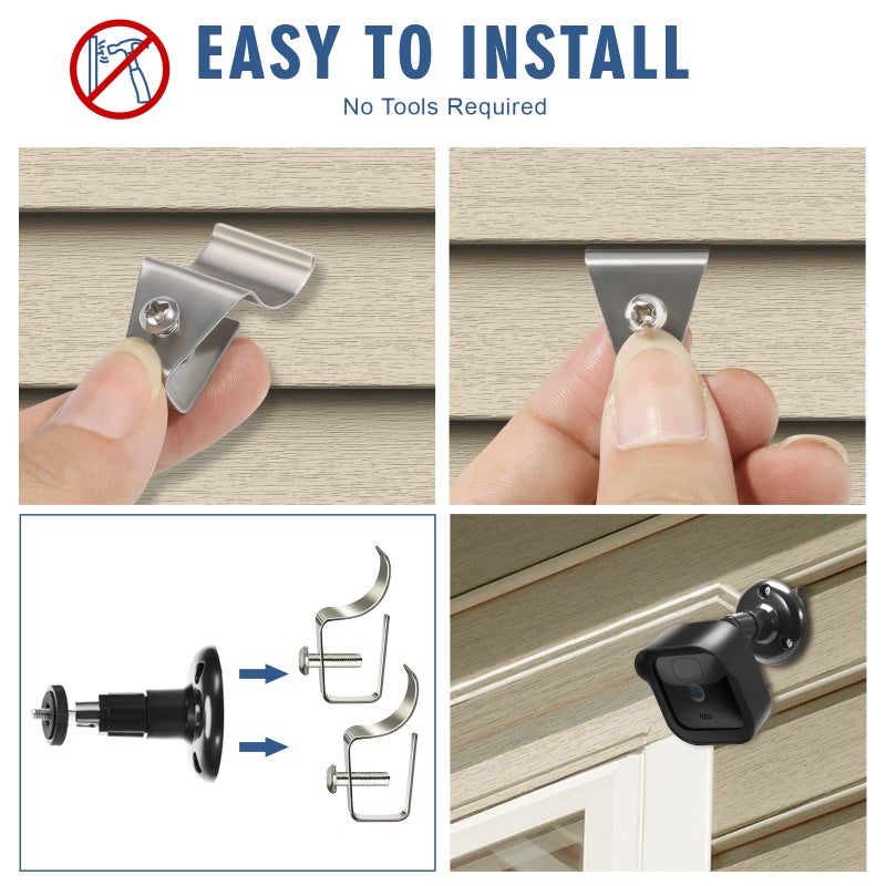 WDZREE (10 Pack) Blink Outdor Camera Mount Vinyl Siding Clips Hooks,No-Hole Needed Outdoor Siding Hanger for Mounting Wyze Cam/Ring/arlo Home Security Camera, Weatherproof Stainless Steel Blink Siding Mount - Image 4