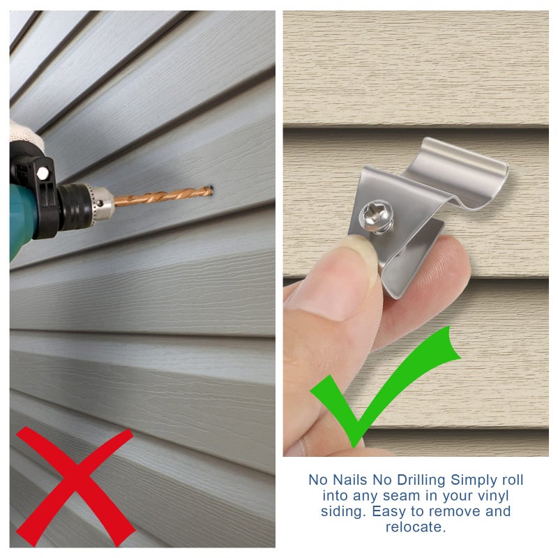 WDZREE (10 Pack) Blink Outdor Camera Mount Vinyl Siding Clips Hooks,No-Hole Needed Outdoor Siding Hanger for Mounting Wyze Cam/Ring/arlo Home Security Camera, Weatherproof Stainless Steel Blink Siding Mount - Image 5