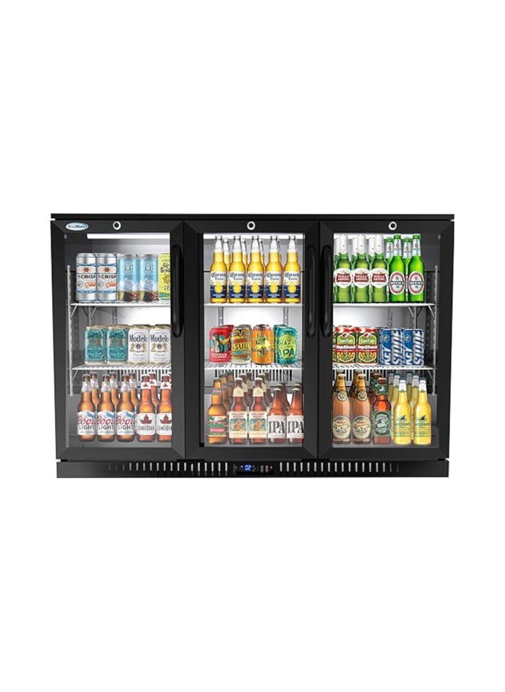 AL KHAYAM 3 Door Back Bar Cooler Counter Height Glass Door Refrigerator with LED Lighting - 11 cu.ft, Black. alkhayam  - Image 1