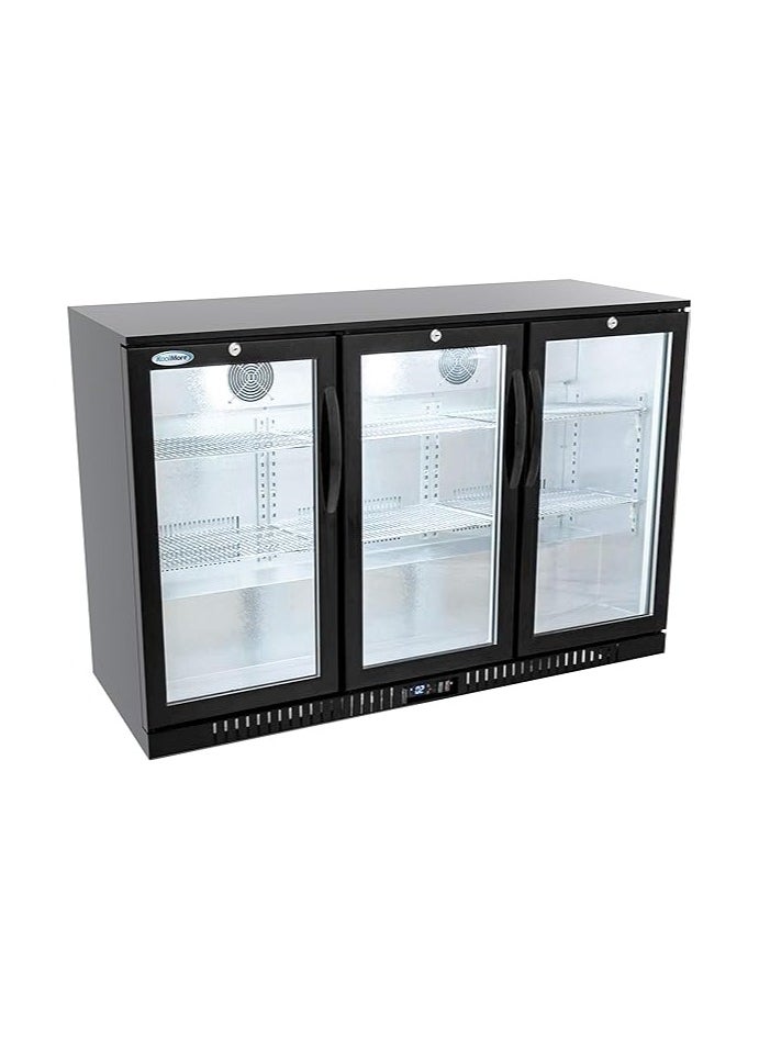 AL KHAYAM 3 Door Back Bar Cooler Counter Height Glass Door Refrigerator with LED Lighting - 11 cu.ft, Black. alkhayam  - Image 2