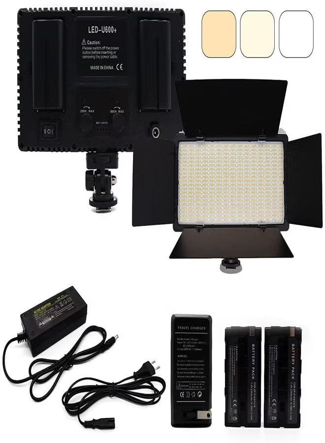 Padom 600 LED light video light kit , rechargeable and plug-powered camera video light, 3200K-5600K camera video light， rechargeable and plug-powered video conference live light LED LIGHT - Image 1