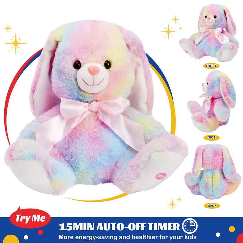 Glow Guards 10'' Easter Light up Musical Bunny Stuffed Animal Rainbow Lop Eared Rabbit Glowing Singing Plush Toy Lullaby Bed Night Light Birthday for Toddler Kids - Image 3
