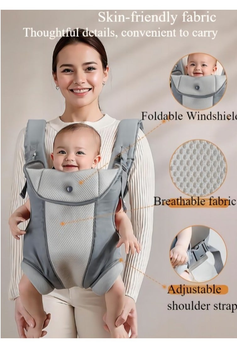 Baby adjustable wrap strap，Baby wrap strap, newborn wrap strap, toddler wrap strap, Baby Wrap Carrier Newborn to Toddler Baby Backpack Carrier，breathable ergonomic front/back strap for newborns to 0-15 kg, comfortable baby wrap strap (7-30 lbs), easy-to-adjustable strap for toddlers（off white） - Image 2