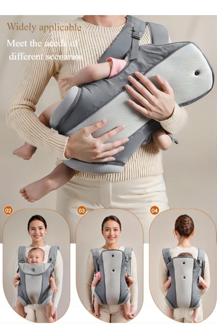 Baby adjustable wrap strap，Baby wrap strap, newborn wrap strap, toddler wrap strap, Baby Wrap Carrier Newborn to Toddler Baby Backpack Carrier，breathable ergonomic front/back strap for newborns to 0-15 kg, comfortable baby wrap strap (7-30 lbs), easy-to-adjustable strap for toddlers（off white） - Image 3