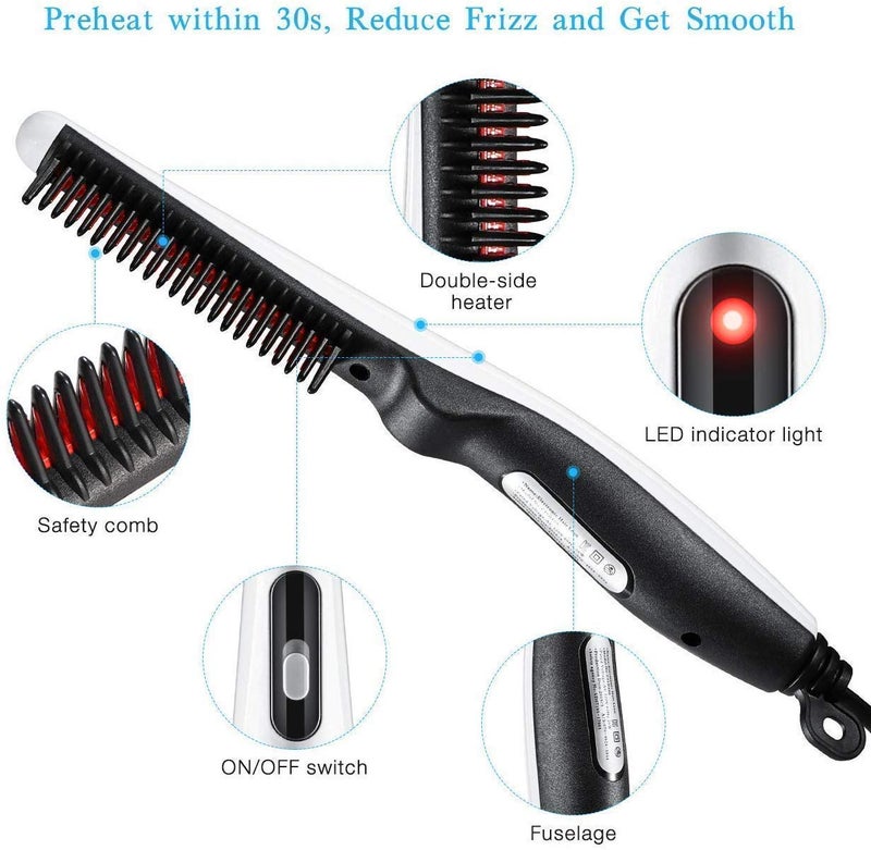 WOLTAX Quick Beard and Hair Straightening Brush Electric Styler Comb for Men with Side Hair DetanglingCurly Hair Straightening for Beard Hair Style Women Hair Beard V2 Styler - Image 4