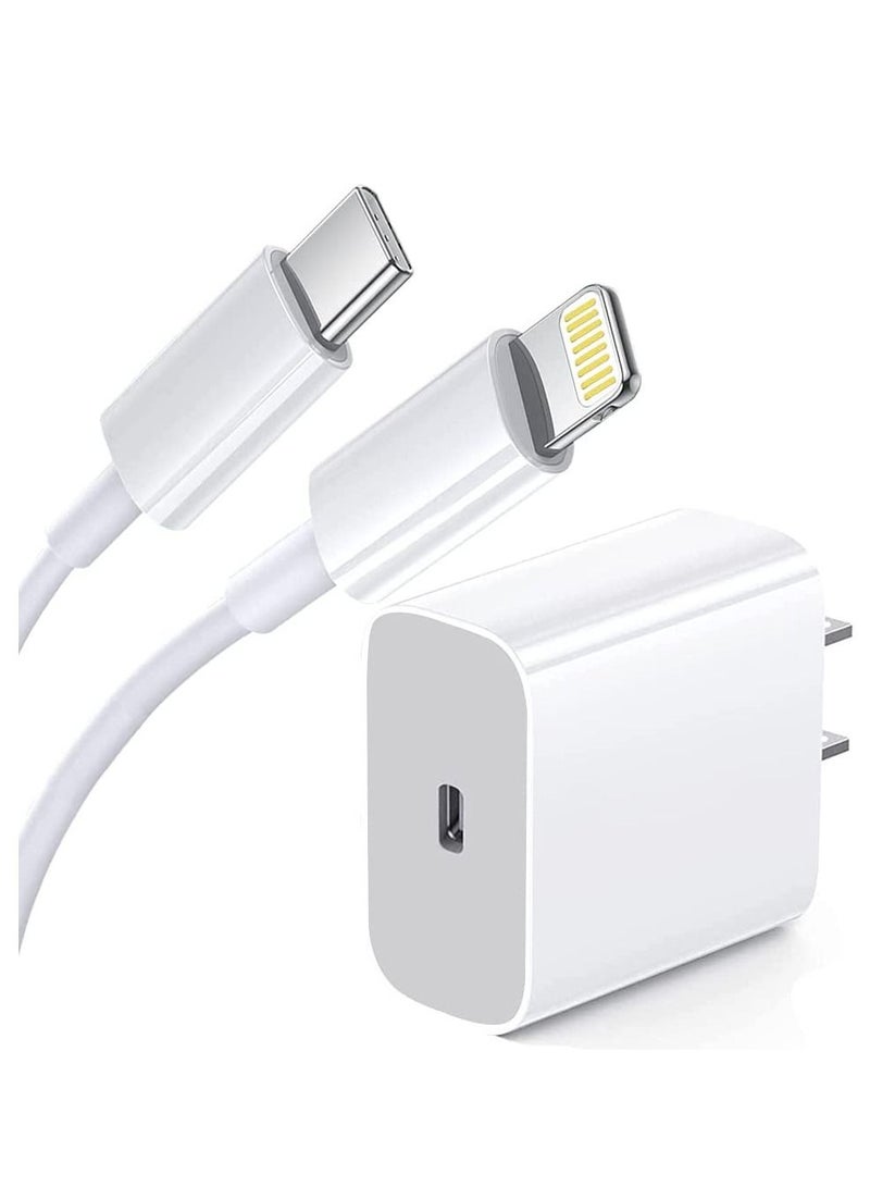 [Apple MFi Certified] 20W USB C Wall Charger Block with 6ft Lightning Type C Cable Compatible with iPhone 13/13Pro/12/12 Pro - Image 1