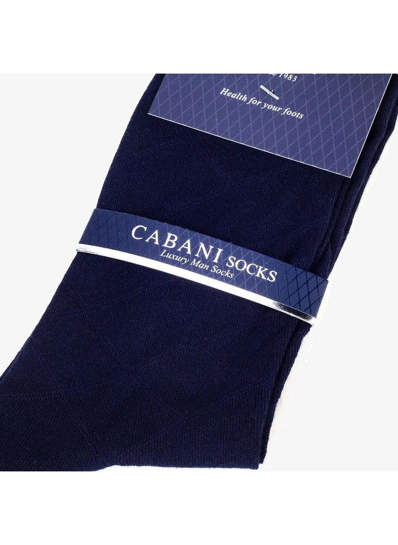 كاباني Men's Mercerized Navy Blue Socks