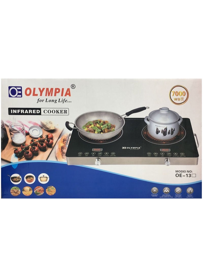 Olympia Double Burner Infrared Cooker - 4 Digit LED Display, Multi-Stage Power Settings, Knob & Touch Control, Portable & Compact with Automatic Safety Switch  - Image 4