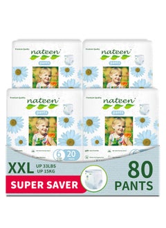 nateen Nateen Premium Care Baby Pants Diapers,Size 6(15+kg),XXL Baby Pull Ups,80 Count Diaper Pants,Super Absorbent,Ultra Thin Baby Diapers Pants.  - Image 1