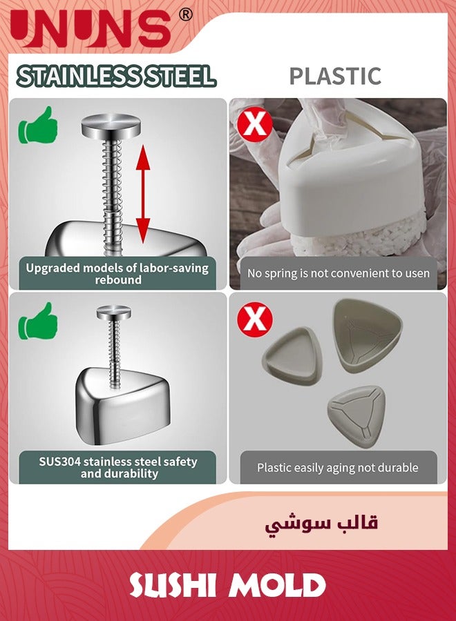 UNUNS Onigiri Mold,Stainless Steel Rice Ball Mold Sushi Maker,Maker Press,Classic Triangle Spam Musubi Mold For Kids Lunch Bento and Home DIY - Image 3