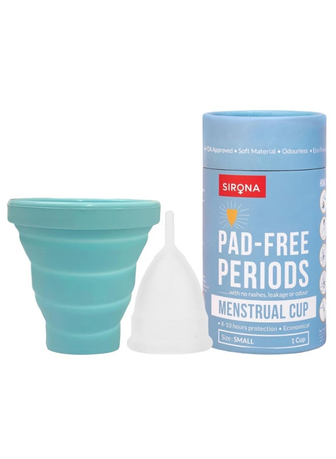 Sirona Reusable Menstrual Cup for Women (Small) with Collapsible Microwave-Safe Sterilizer - Pack of 2 | 100% Medical-Grade Silicone | Odour, Rash & Itch-Free Period Care with Quick Steam Cleaning - Image 1