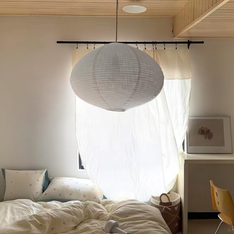 oetmilc 2PCS Hanging Lamp shade oval Can replace White Paper Lanterns 20INCH Linen Pendant Lampshade Handmade Hanging Lantern Minimalist White Suitable for the Living room Bedroom Kitchen - Image 4