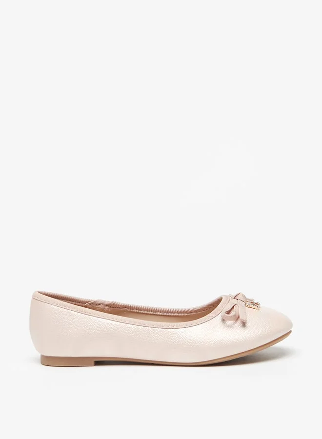 فلورا بيلا من شو إكسبرس Girl's Bow Accent Slip-On Round Toe Ballerina Shoes