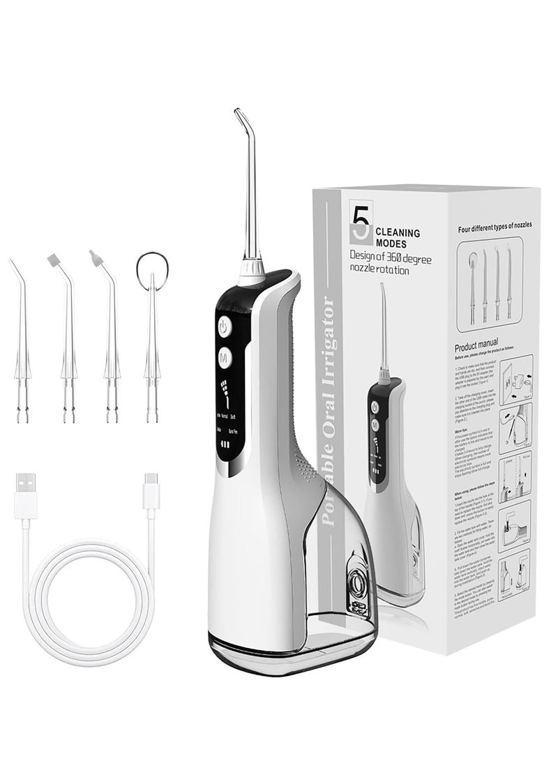 KASTWAVE Water Flosser, Portable Electric Cordless Water Flosser, Water Picks for Teeth Cleaning and Flossing IPX7 with 5 Modes 4 Jets White  - Image 1