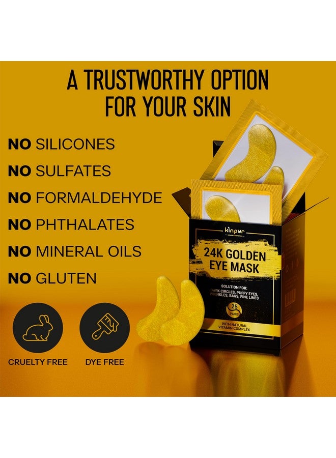 - 50Pcs - 24K Gold Under Eye Patches For Dark Circles Puffy Eyes Wrinkles - Collagen Under Eye Masks - Hydrating Under Eye Gel Pads For Eye Bags For All Skin Types