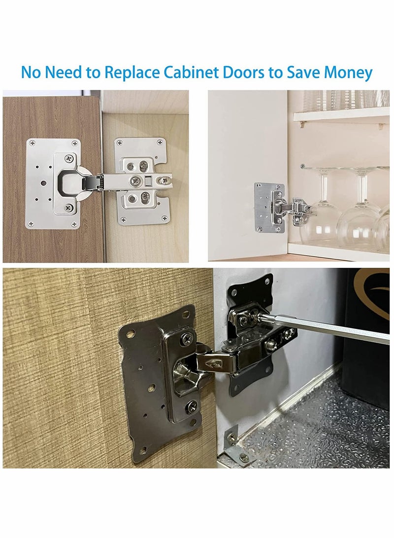 SYOSI Cabinet Hinge Repair Plate, Stainless Steel Kits with Mounting Screws Wooden for Protecting Furniture and Kitchen Cabinet(4 Half Hole) - Image 3