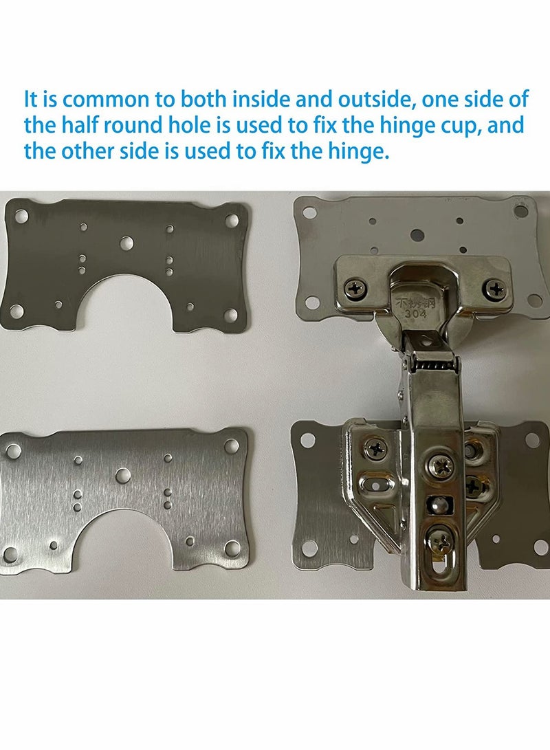 SYOSI Cabinet Hinge Repair Plate, Stainless Steel Kits with Mounting Screws Wooden for Protecting Furniture and Kitchen Cabinet(4 Half Hole) - Image 5