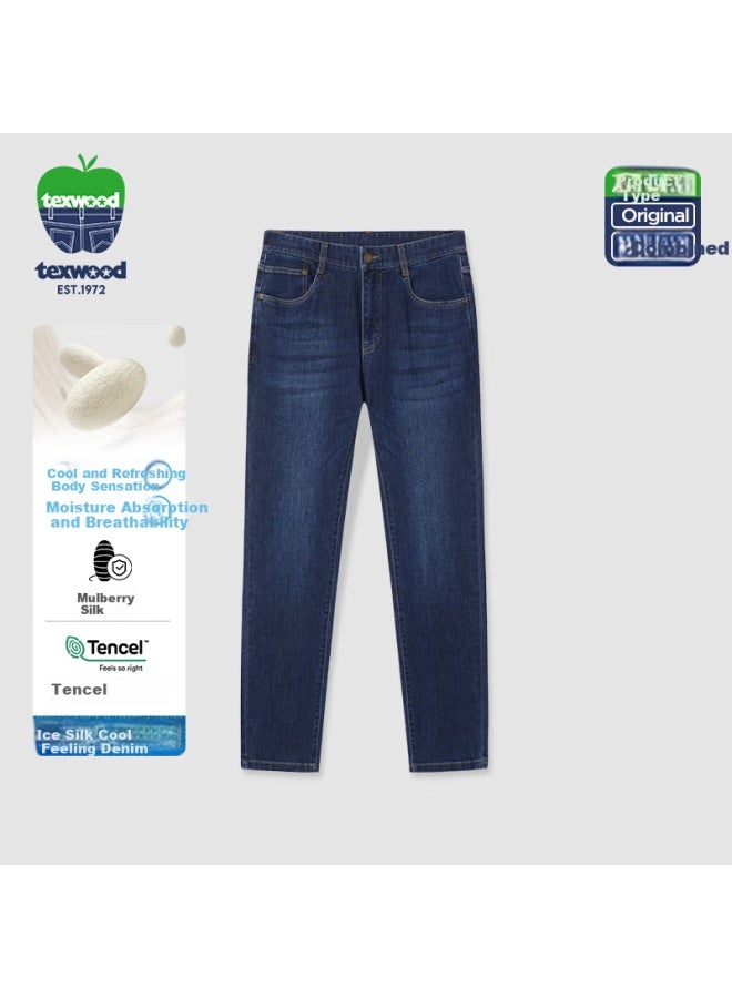 Texwood Men's Apple Jeans 24 New Casual Business Commute Straight-leg Men's Denim Pants Deep Blue 33 - Image 1