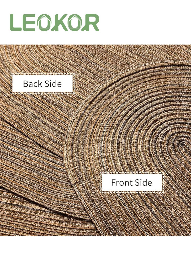 LEOKOR Oval Braided Placemats Table Mats Set of 6 for Dining Tables Natural Woven Heat Resistant Place Mats Brown - Image 3