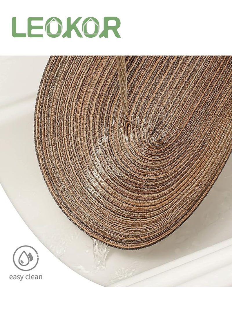 LEOKOR Oval Braided Placemats Table Mats Set of 6 for Dining Tables Natural Woven Heat Resistant Place Mats Brown - Image 4