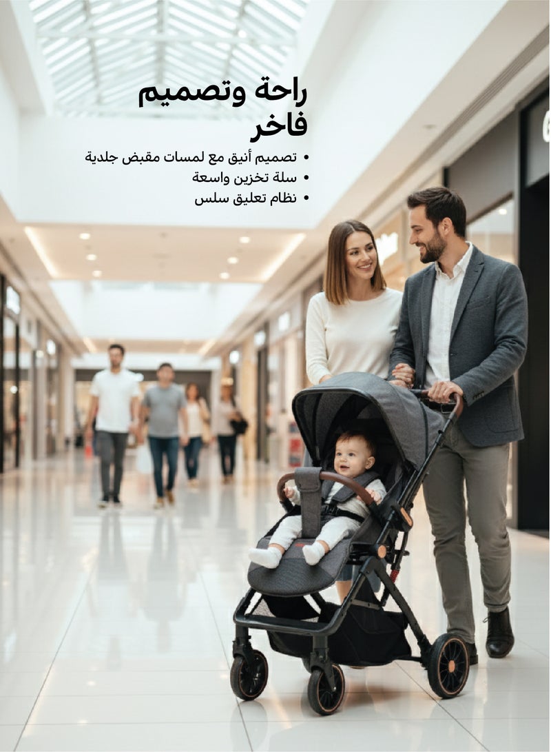 زينيث عربة أطفال بمقبض قابل للعكس، مواجهة للأم والعالم، خفيفة الوزن ومدمجة للسفر، مناسبة للرضّع والأطفال الصغار، مزودة بمقعد قابل للإمالة، ومظلة واسعة جدًا، قابلة للطي بيد واحدة، مصنوعة من قماش قابل للتنفس، قابلة للطي لتناسب كابينة الطائرة، بعجلات سلسة – باللون الرمادي. - Image 3