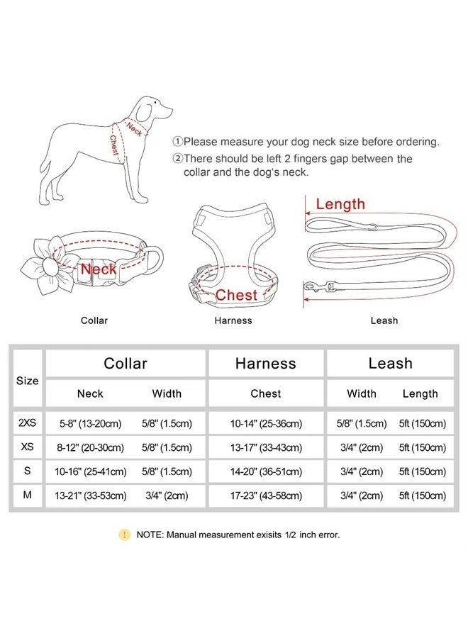 BEIRUI Cute Girl Dog Collars, Harnesses & Leashes Set - Adjustable Dog Collar and Leash Set with Flower - Soft Mesh Dog Vest Harness for Puppies Small & Extra Small Dogs Cats (Green,XXS) - Image 2
