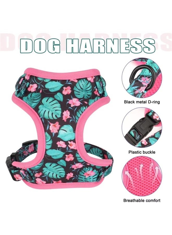 BEIRUI Cute Girl Dog Collars, Harnesses & Leashes Set - Adjustable Dog Collar and Leash Set with Flower - Soft Mesh Dog Vest Harness for Puppies Small & Extra Small Dogs Cats (Green,XXS) - Image 3