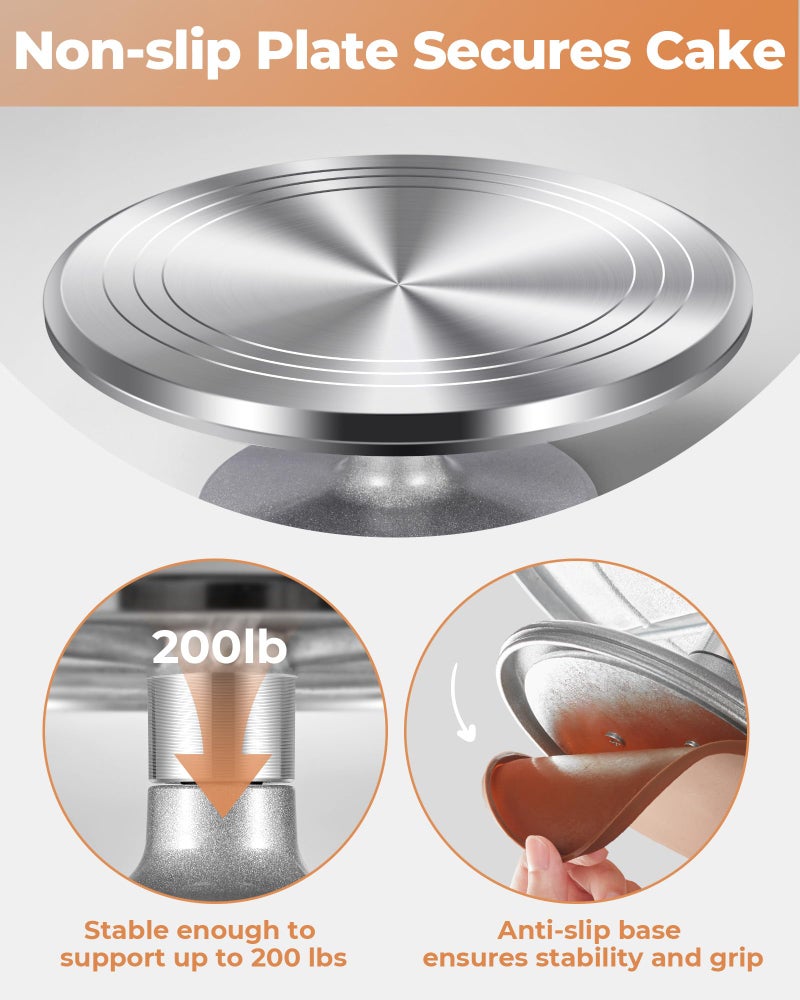 Kootek Aluminium Alloy Revolving Cake Stand 12 Inch Rotating Cake Turntable for Cake, Cupcake Decorating Supplies - Image 5