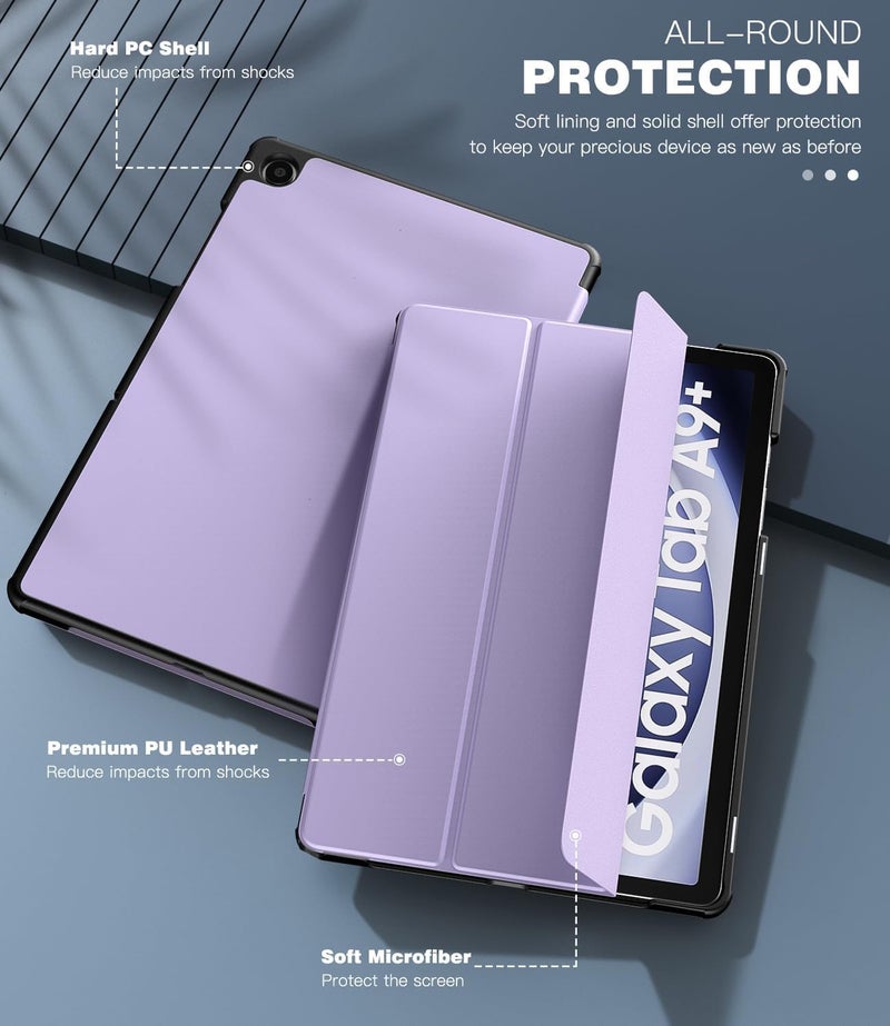 CERLINK Samsung Galaxy Tab A9+/A9 Plus Smart case 11 Inch 2023, Slim Lightweight Stand Hard Back Shell Protective Cover for Galaxy Tab A9+ Tablet (Purple) - Image 3