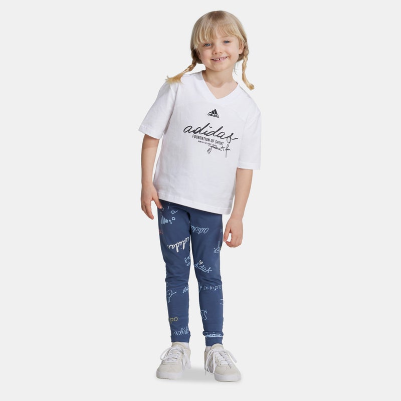 Adidas Kids' Brand Love T-Shirt and Leggings Set (Young Kids) - Image 1