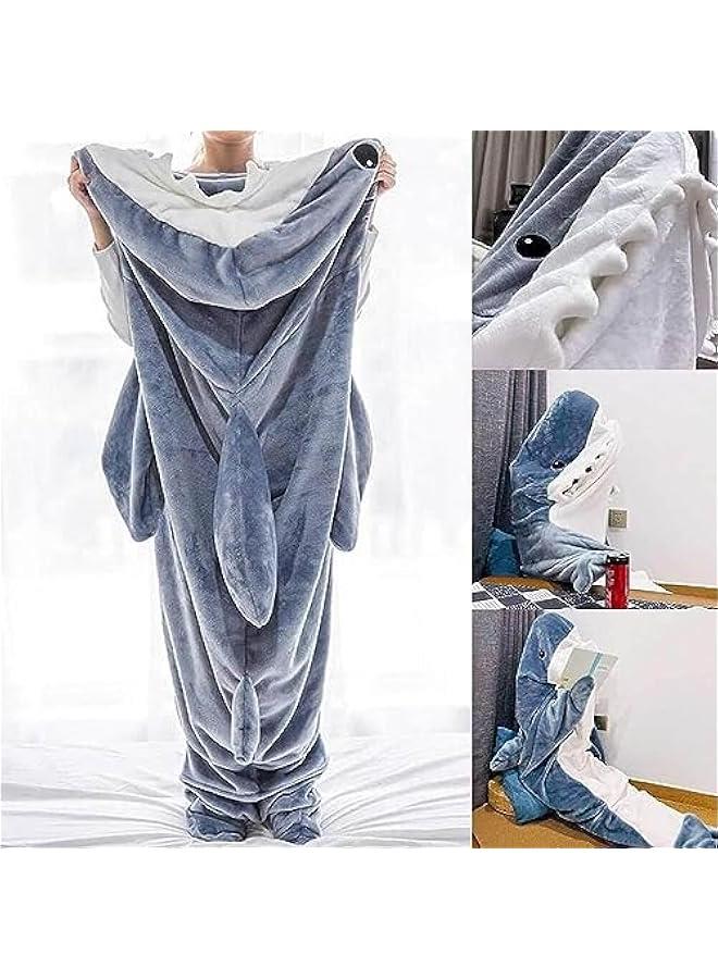 Arabest Shark Hooded Blanket Jumpsuit for All Ages, Cozy Wearable Sleeping Bag Costume  - Image 5