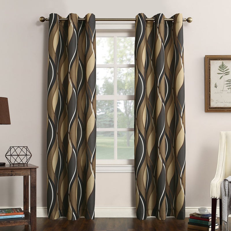 No 918 Intersect 2Pack Ogee Print SemiSheer Grommet Curtain Panel Pair