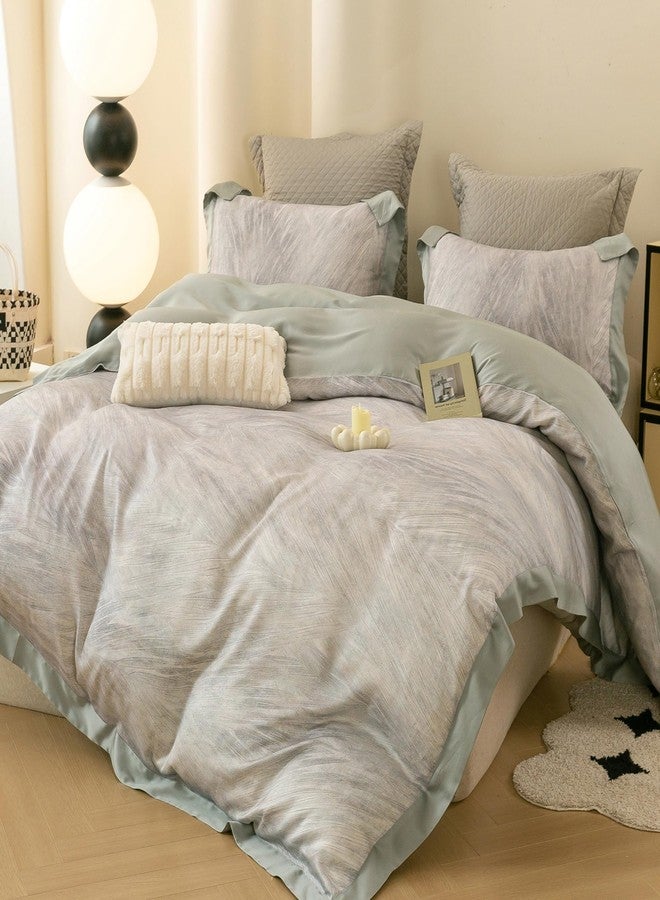 ECOCOTT Bedding 3-Piece Duvet Cover Set King Size - Silky Soft 100% Lyocell, Cooling & Breathable for Hot Sleepers, Ultra-Smooth with Modern Feathered Pattern, Moisture-Wicking - Image 4