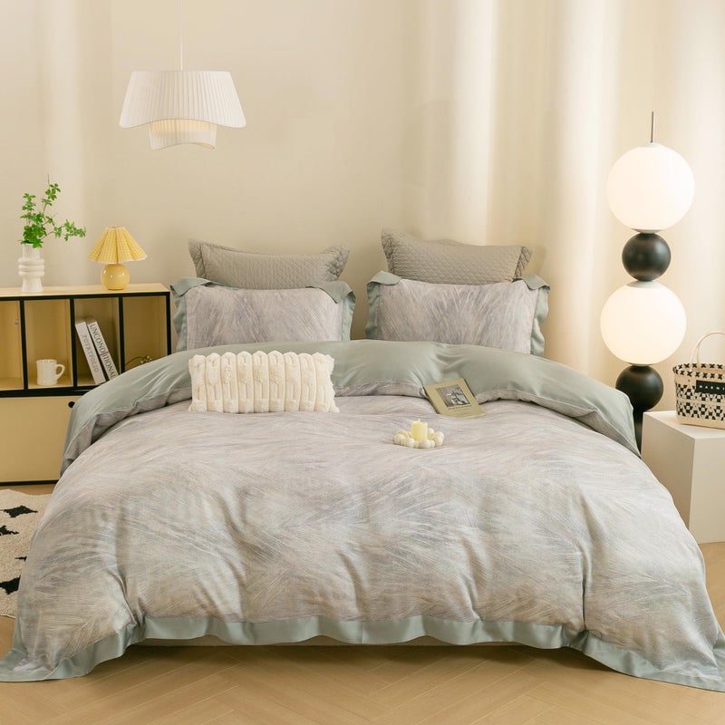 ECOCOTT Bedding 3-Piece Duvet Cover Set King Size - Silky Soft 100% Lyocell, Cooling & Breathable for Hot Sleepers, Ultra-Smooth with Modern Feathered Pattern, Moisture-Wicking - Image 1