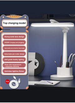 LOOPITYS Learning lamp, home LED lamp, touch desk lamp with 3 color modes and stepless dimming, dimmable desk lamp with pen style phone holder (battery capacity: 2000mAh, with charging cable)  - Image 2